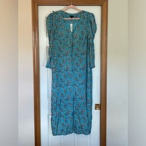 Drapey puff-sleeve dress in paisley bunch - size 16 NWT